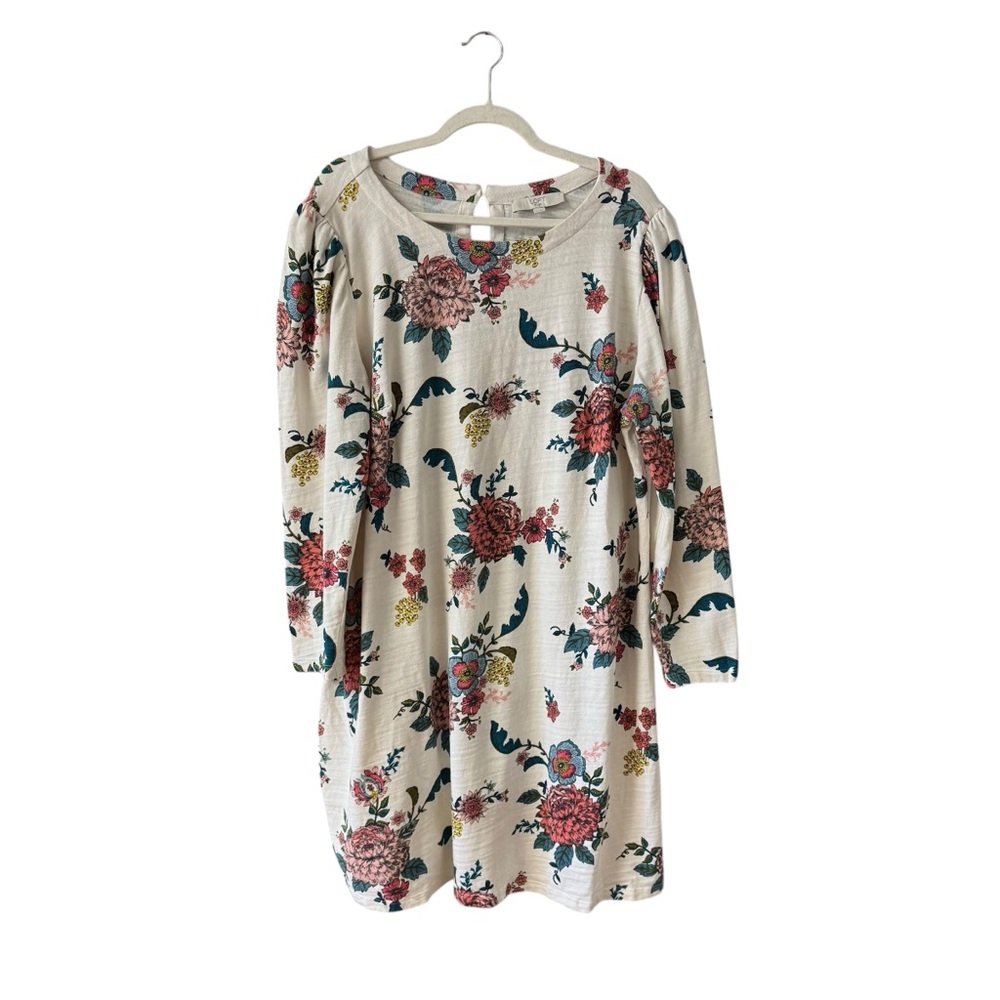 LOFT Floral Shift Dress Plus Size 20 Long Sleeve Knee Length Casual Work